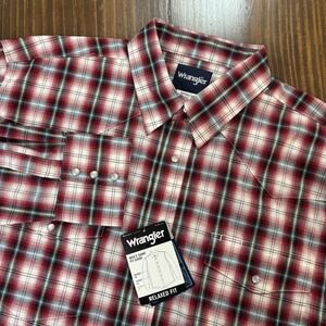 WRANGLER Plaid Western Shirt Mens 2XL Relaxed Fit Long Sleeve Pearl Snap